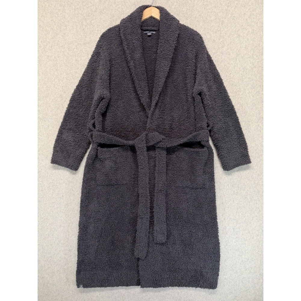 Barefoot Dreams CozyChic‎ Belted Robe Charcoal Shawl Collar Women's Size 1